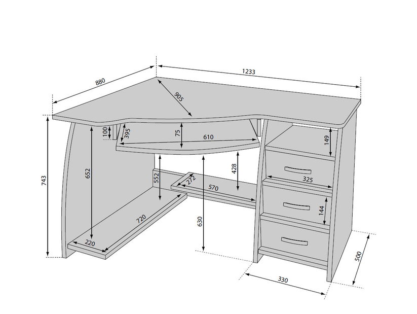 Rohový PC stolík Jocker L / P