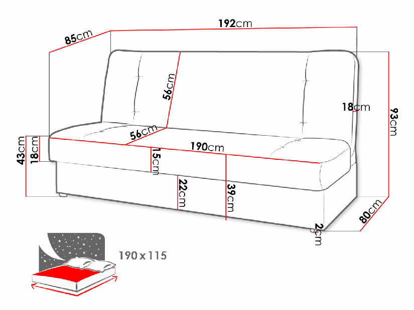 Sofa na razvlačenje Korina (lawa 05) (s prostorom za odlaganje) *rasprodaja