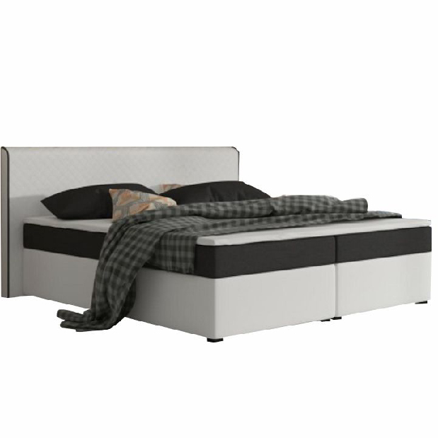 Pat matrimonial Boxspring 180 cm Namakyra Mataukomfort Visco (Alb + Negru) (cu Saltea și somieră)