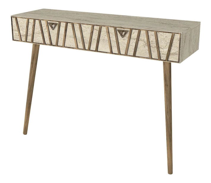 Măsuță consolă Froggy (Nuc + Travertin) 