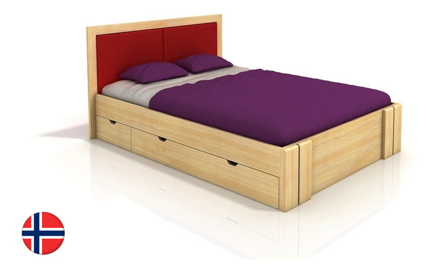 Manželská posteľ 160 cm Naturlig Manglerud High Drawers (borovica)
