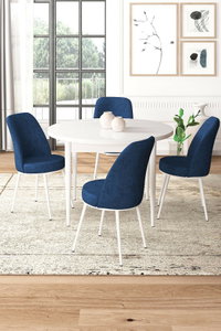 Set dining Torra (alb + bleumarin) (pentru 4 persoane)
