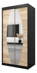 Dulap de haine 100 cm Eclipse (Negru mat + Stejar sonoma)