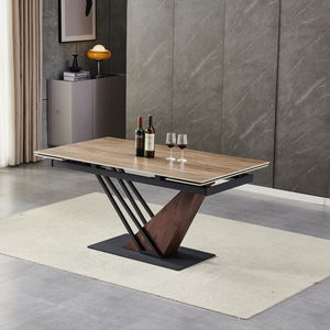 Blagovaonski stol na razvlačenje Rixy (hrast tamni + crna) (za 6-8 osoba)