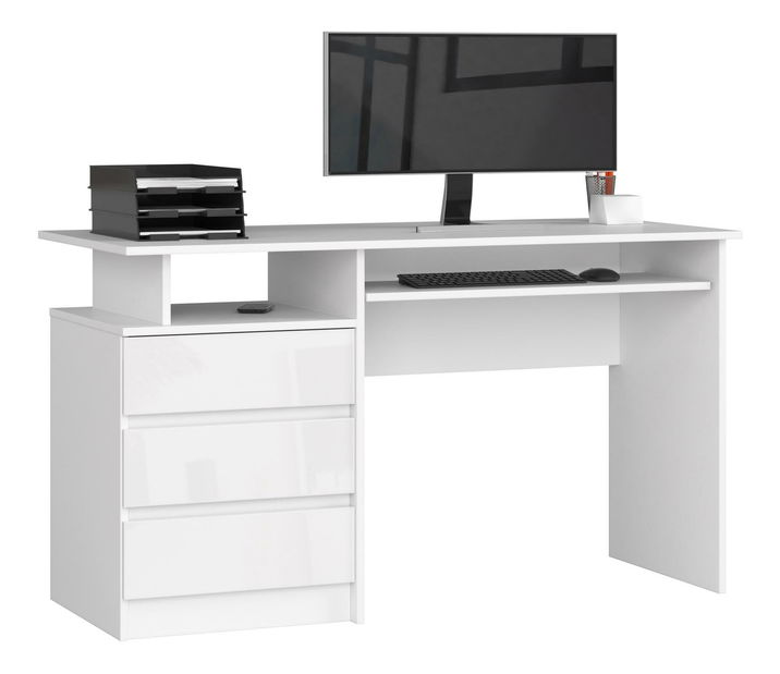 PC stolík Bronte (biela + lesk biely)