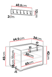 Nábytok do predsiene 60 + čalúnený nástenný panel Pag 60x30 Karline (Biela + oranžová)