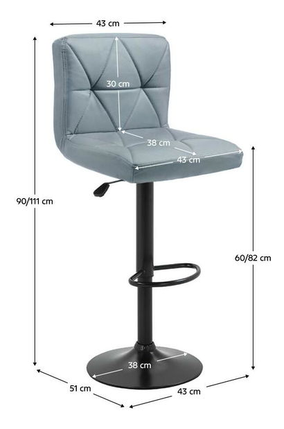 Scaun bar Seley (piele ecologică gri + negru)