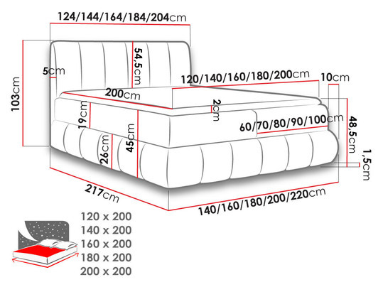 Manželská posteľ 180 cm Guliver (sivá ) (s roštom, matracom a úl. priestorom)