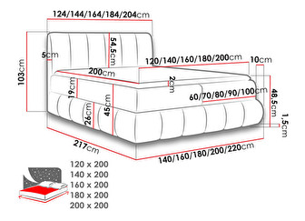 Manželská posteľ 180 cm Guliver (sivá ) (s roštom, matracom a úl. priestorom)