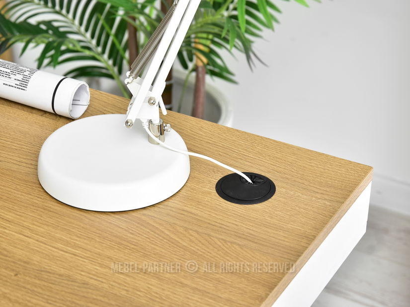 PC asztal Osto 120 (fehér tölgy + fekete)