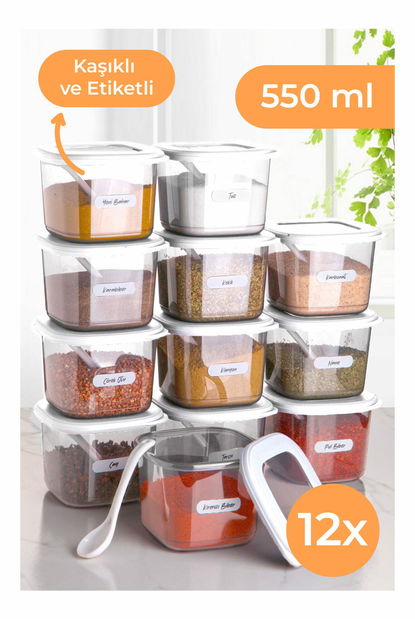 Élelmiszertároló edénykészlet (12 db.) Boy (fehér)