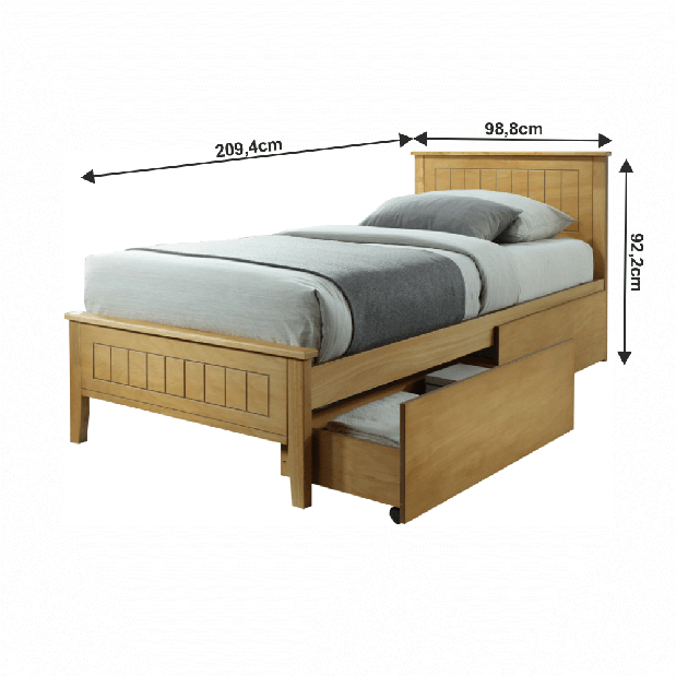 Jednolôžková posteľ 90 cm Minea (dub) (s roštom)