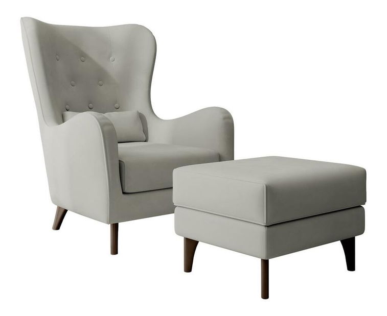 Kreslo s podnožkou Calimero II (sivá + wenge)