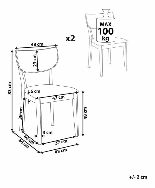 Set 2 buc scaune de sufragerie Mokza (lemn închis)