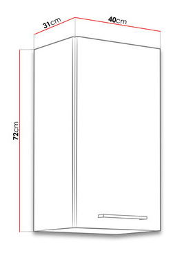 Dulap superior de bucătărie Bronte 40 G-72 1F (stejar lancelot + matera)