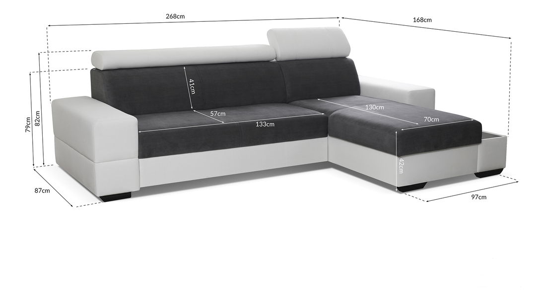 Colțar Lacey (Alb + Gri) (D)