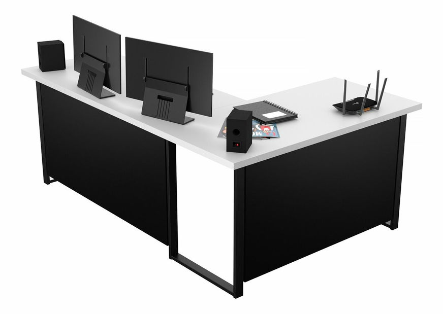 Masă PC de colț Vintid (alb + negru) *vânzare