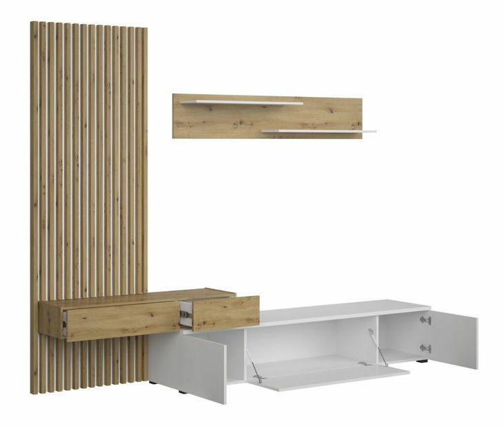 Mobilier living REBOKA (alb + stejar artisan)