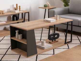 Stolić za kavu Nidupe 2 (zafirov hrast + crna)