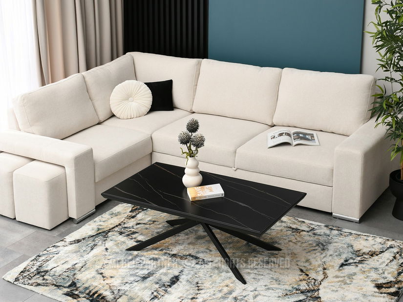 Dohányzóasztal Flint (fekete márvány + fekete)