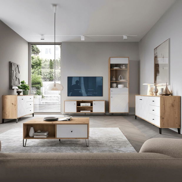 Komoda Baiano (hrast artisan + bijela) 