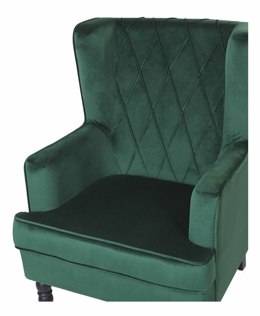 Kreslo ušiak SANES (tmavozelená) (s taburetkou)