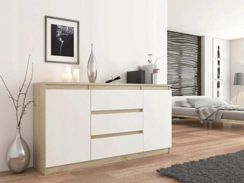 Comodă Rymaxa (stejar sonoma + alb)