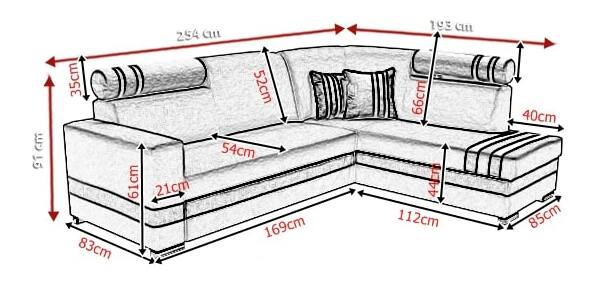 Kutna garnitura- Reinaldo (svijetlosiva + bijela) (L)
