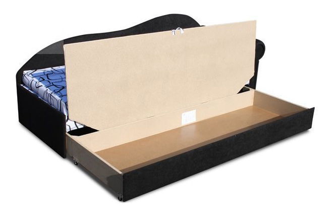 Jednolôžková posteľ (váľanda) 70 cm Lane II (Čierna 39 + Dodo 1026) (P)