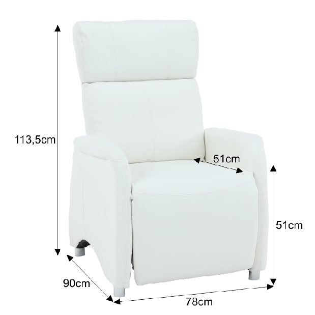 Fotoliu pentru relax Francesco CH 113100 piele PU Alb