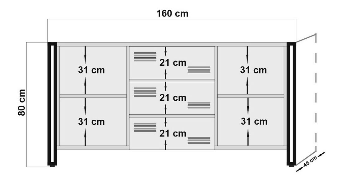 Komód Cosmopolitan 2 (atlanti fenyő + fekete)