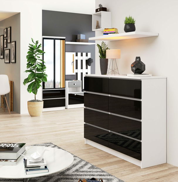 Komoda Kapil II (bijela + crni sjaj)