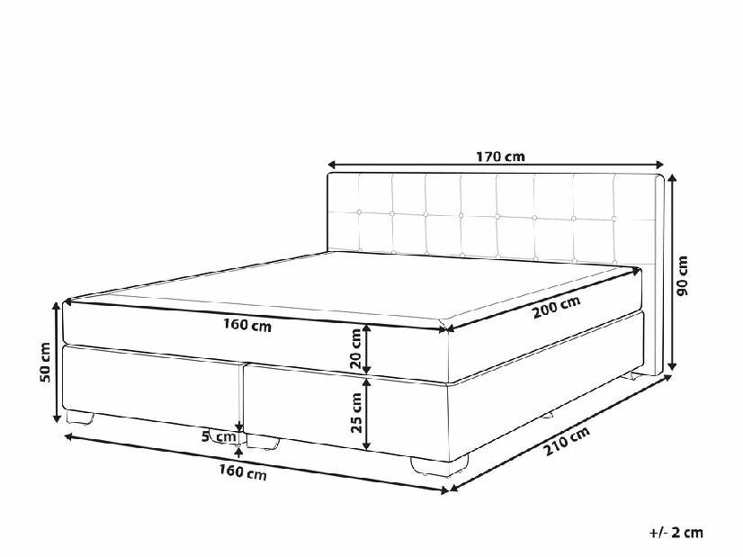 Manželská posteľ Boxspring 160 cm ADIR (s matracmi) (čierna)