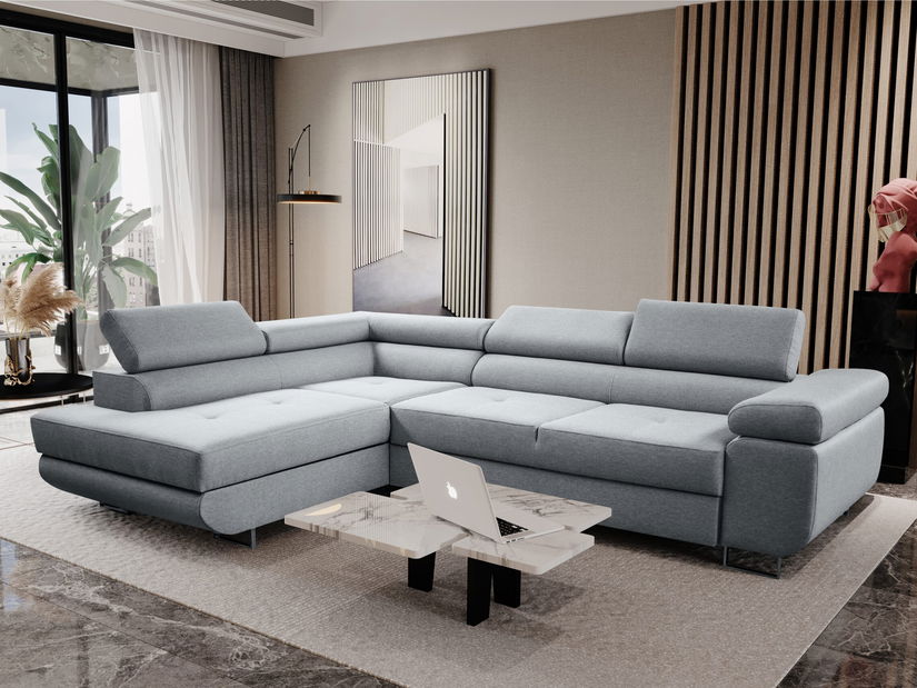 Rohová sedačka Moshe (svetlosivá) (L)