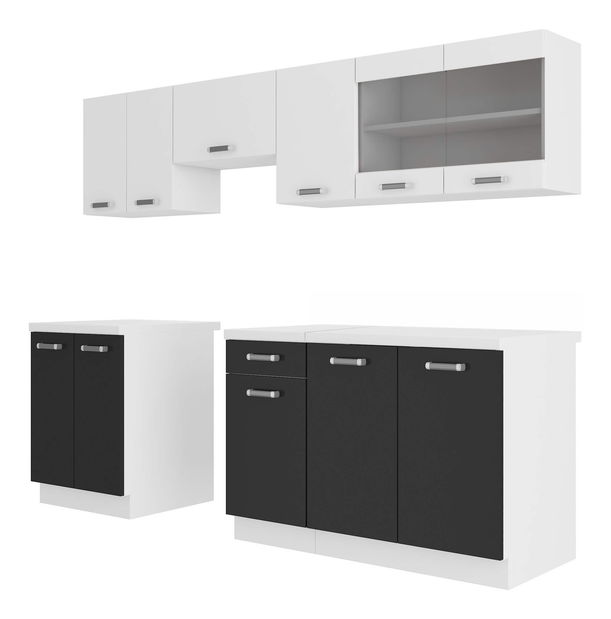 Dulap inferior de bucătărie sub chiuvetă Oran 80 ZL 2F BB (Alb + negru)