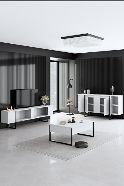 Mobilier living Luna (Alb + Negru)