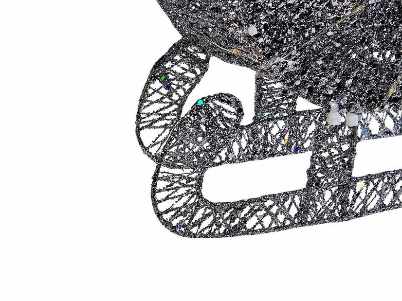 Vonkajšia dekorácia sane a sob Ethan (strieborná) (s osvetlením)