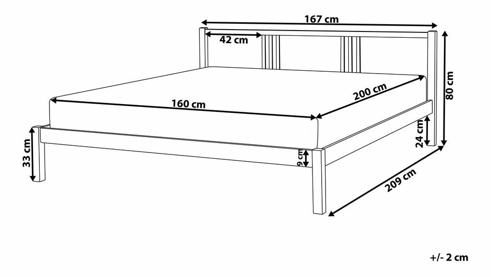 Franciaágy 160 cm VALLES (ágyráccsal) (fehér)