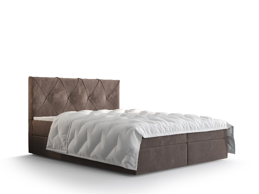 Manželská posteľ Boxspring 160 cm Athena Comfort (hnedá) (s matracom a úložným priestorom)