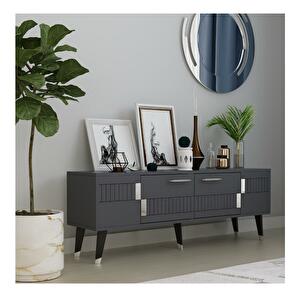 TV asztal/szekrény Lotoka 2 (antracit + ezüst) 
