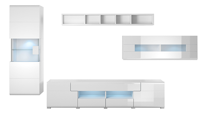 Obývacia stena Tamie (biela + lesk biely)