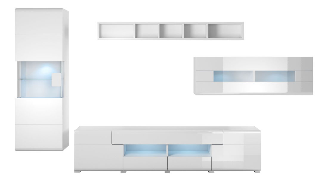 Set za dnevni boravak Tamie (bijela + bijeli sjaj)