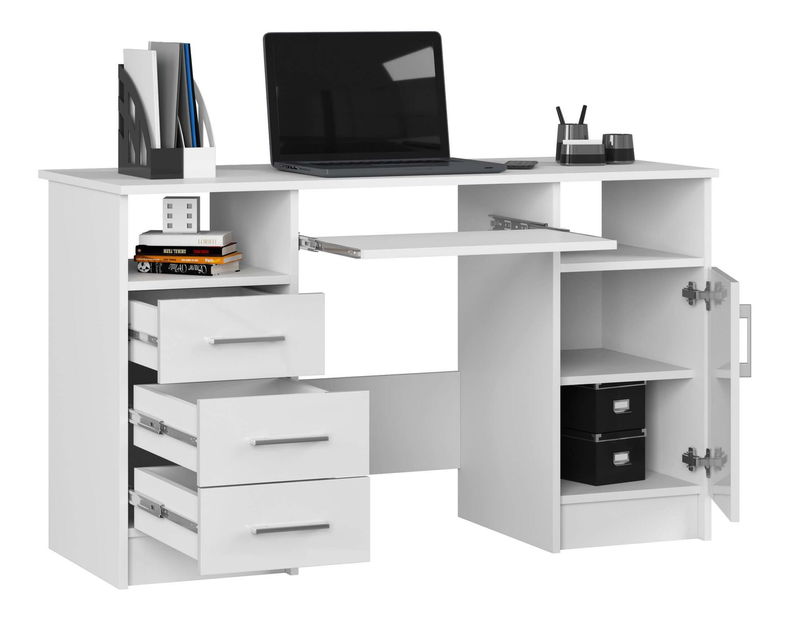 PC stolík Aziza (biela + lesk biely)