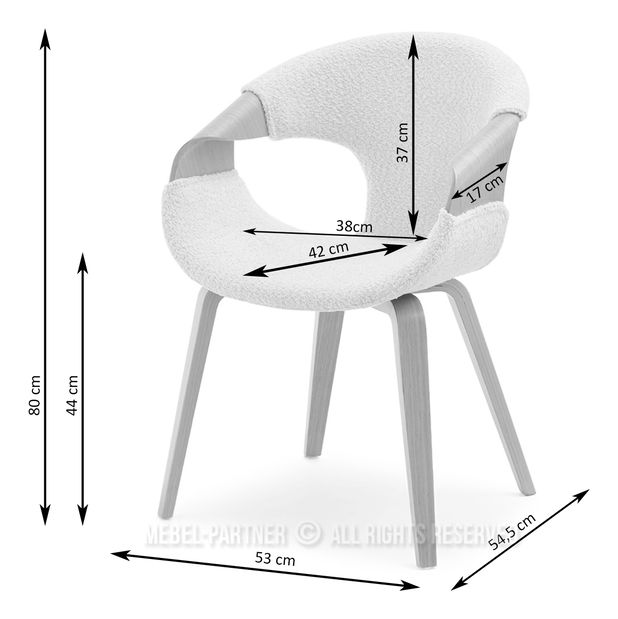 Scaun Kurt (stejar + crem)
