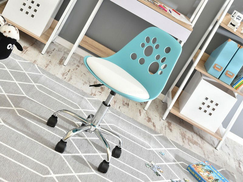 Scaun pentru copii Footy (alb albastru + crom)