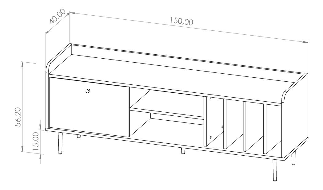 Masă TV Vasecta RTV150 (Stejar brandy castello)