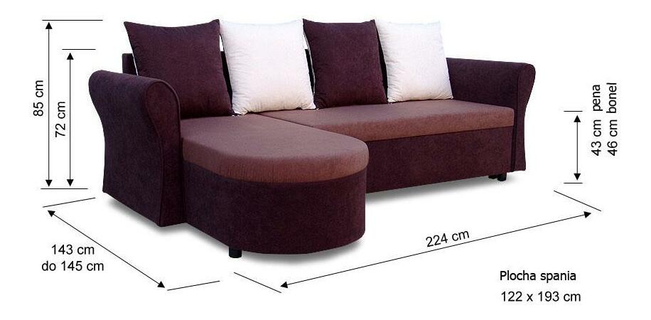 Sarokkanapé Darleen háttámlával sötétbarna hnedá (1 tárhely, hab) + párnák