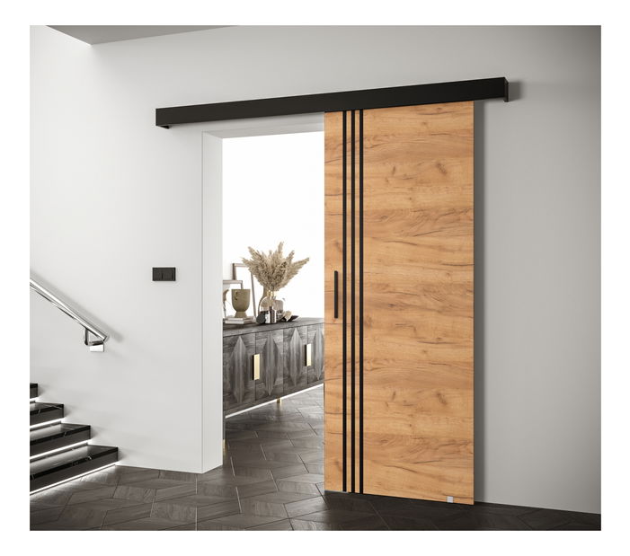 Uși culisante 90 cm Sharlene VI (craft auriu + negru mat + negru)