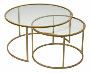 Set măsuțe cafea Belende (Auriu + sticlă)