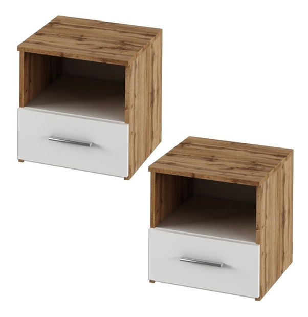 Set za spavaću sobu (krevet 180x200 cm) Gaila New (hrast wotan + bijela)